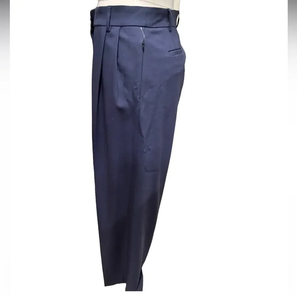 FRAME High Waist Wide Leg Trousers in Blue Size 14 NWT
